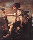 Domenico Feti Canvas Paintings - David with the Head of Goliath
